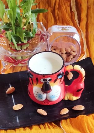 A picture of Badam milk shake 😋 (Royal Badam milk shake 😋).