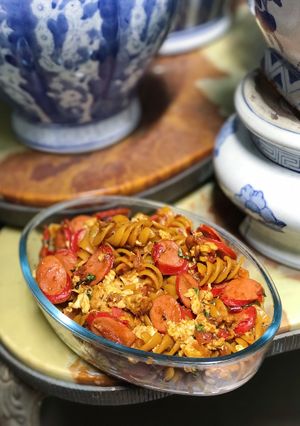Foto resep Sautéed Fusilli with Sausage (Tumis Fusilli Sosis)