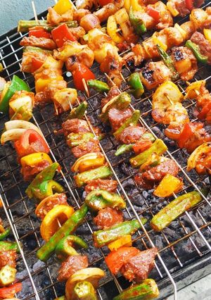 Hình của món Thịt bò Xiên BBQ.
