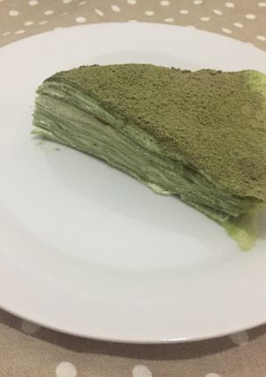 A picture of 1 egg only Matcha mille crepes.