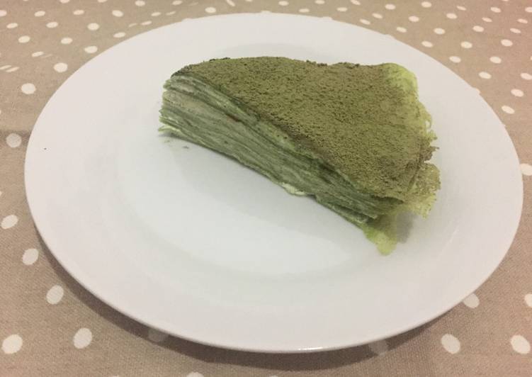 Steps to Prepare Speedy 1 egg only Matcha mille crepes