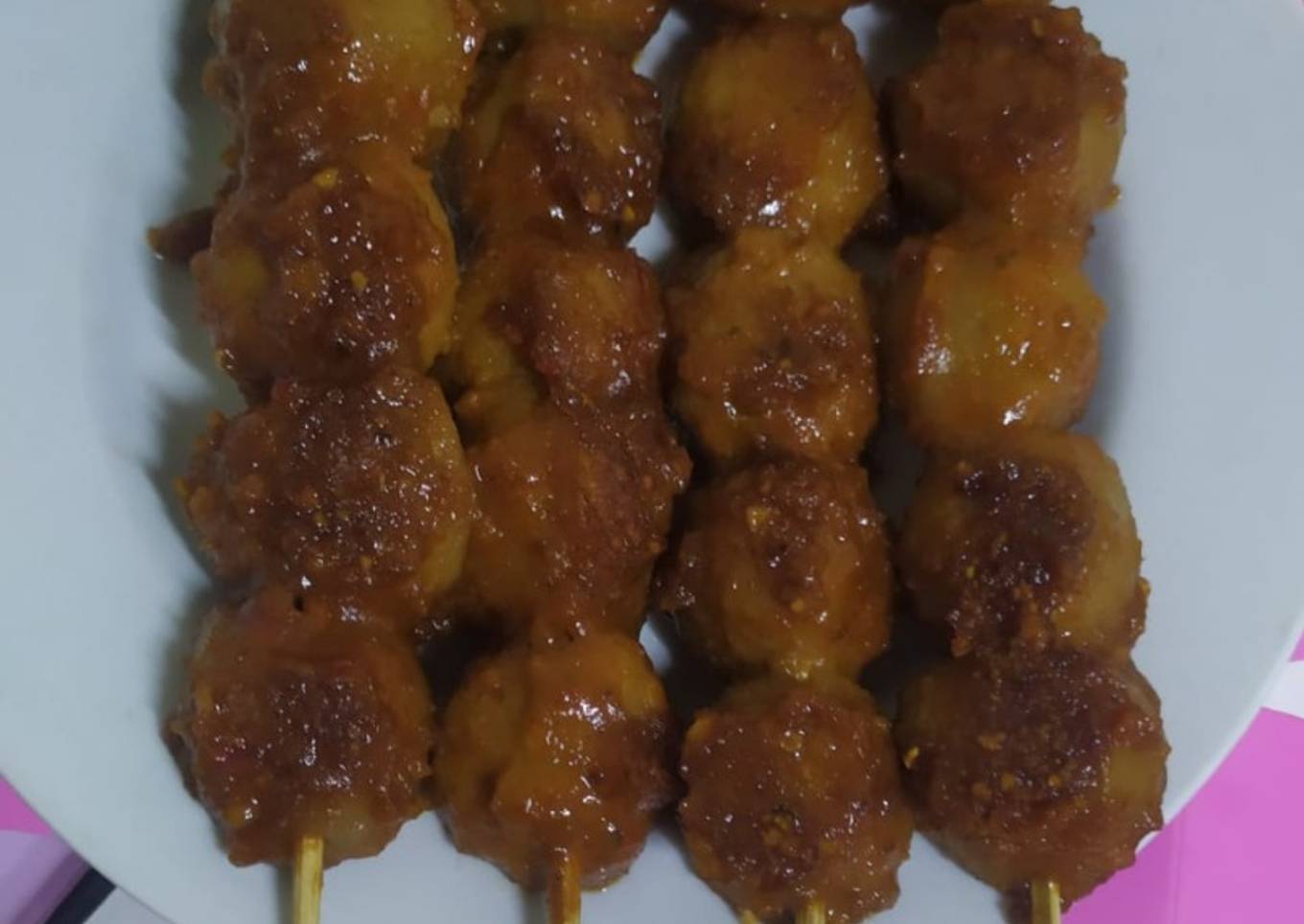 Bakso Bakar Teflon Bumbu Kacang