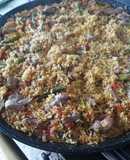Arroz con costilla de cerdo y judías verdes