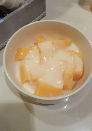 Foto resep Puding jelly susu rasa mangga + fla