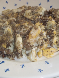 Una foto de Revuelto de morcilla de cebolla