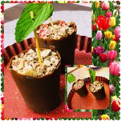 A picture of A treat with Edible chocolate pots.