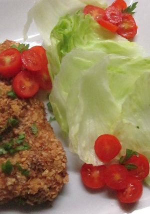 Una foto de Milanesas rebozadas con barquillos de vainilla diet
