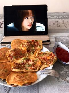 Hình của món Pancake trứng rau củ.