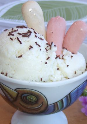 Una foto de Helado de melón con quesos
