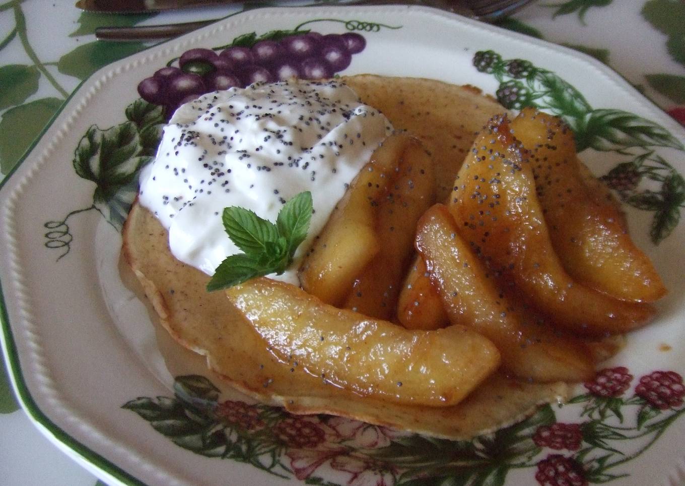 Crêpes de manzana carameliza al ron 