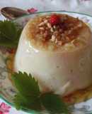 Budín-flan de bizcochos de Reims al caramelo rubio