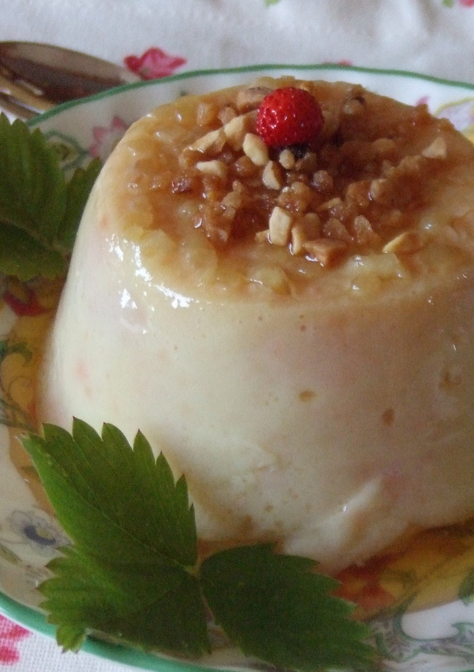 Una foto de Budín-flan de bizcochos de Reims al caramelo rubio