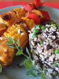 Pinchos de pollo al azafrán