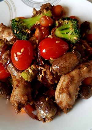 A picture of Chicken necks and hearts.