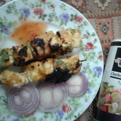 A picture of Paneer sashliks.
