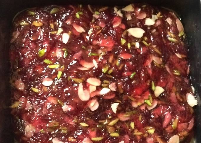Rose Halwa with pistachios and almonds