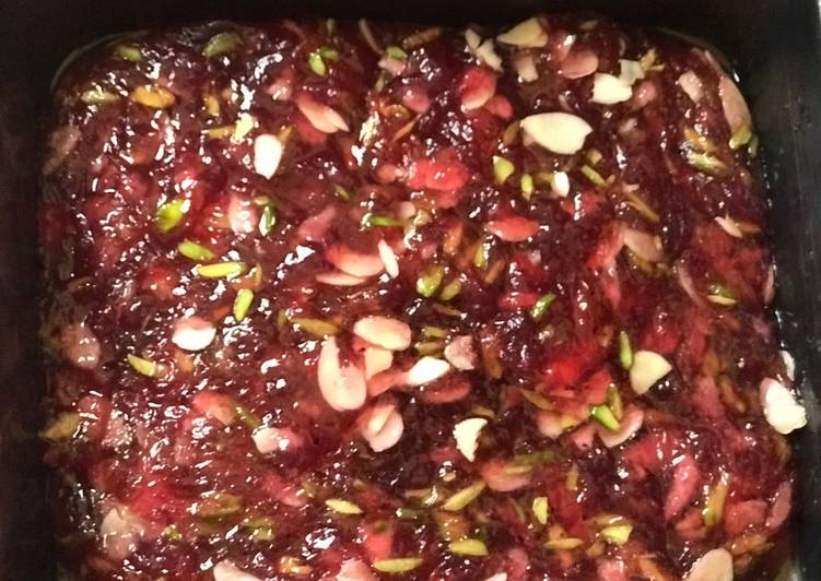 How to Make Favorite Rose Halwa with pistachios and almonds