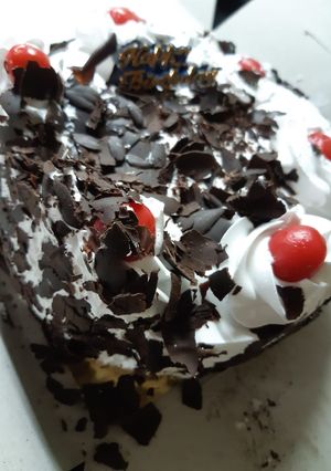 A picture of Black forest cake.