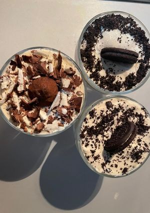 A picture of Chocolate Oreo and Chocolate Truffle Tiramisu.