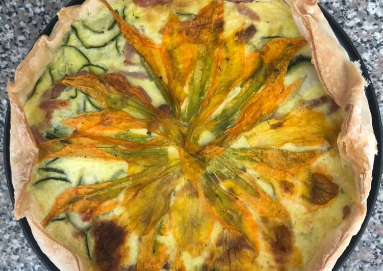 Torta salata ai fiori di zucca e zucchine