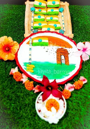 ইন্ডিয়ান ফ্ল্যাগ ক্যুকিজ (Indian flag cookies recipe in Bengali) রেসিপির প্রধান ছবি