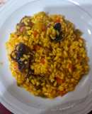 Arroz meloso de pulpitos, gambas langostineras y rovellones