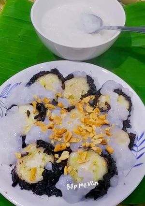 Hình của món Chuối Nếp Cẩm Nướng Chan Nước Cốt Dừa.