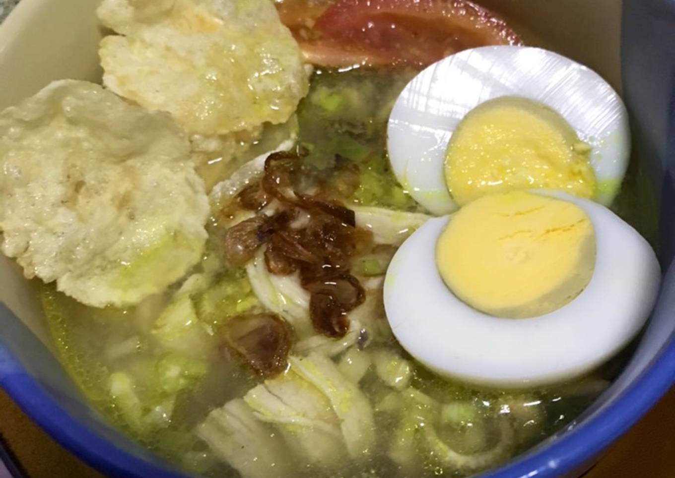 Soto ayam kuah bening kuning, enak, seger