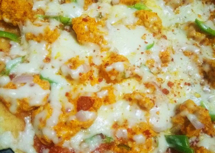 Recipe of Homemade #Spicy chicken creamy pizza