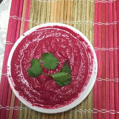 A picture of Beetroot and roasted chana chutney.