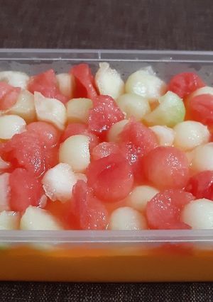 Foto resep Puding susu with toping melon, semangka