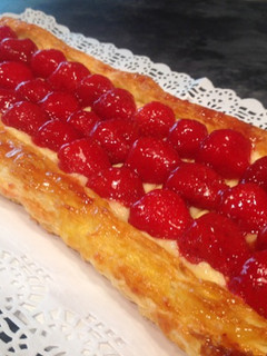 A picture of Puff Pastry Tart with Strawberries and Pastry Cream.