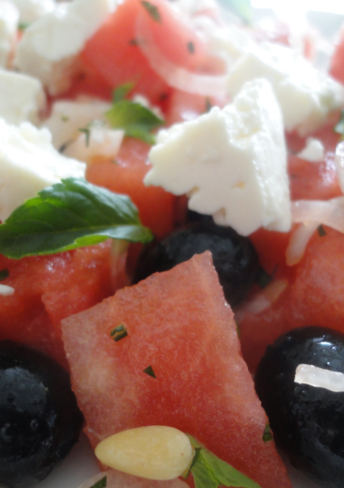Una foto de Ensalada de sandía y feta