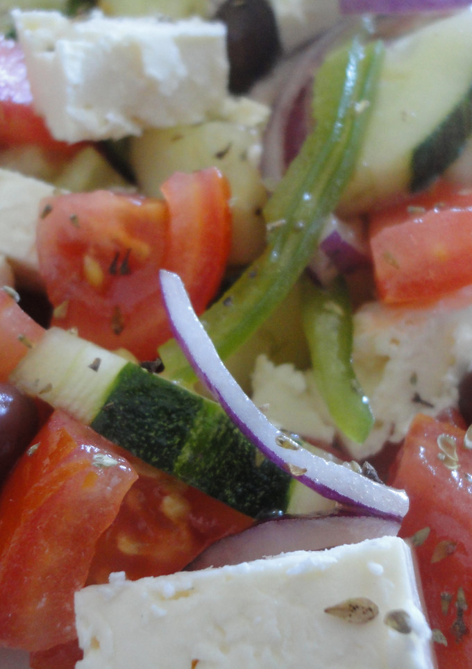 Una foto de Saláta Horiátiki o ensalada de pueblo