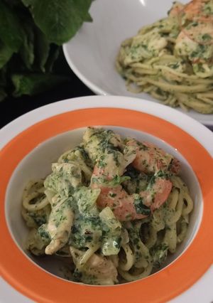 Foto resep Spageti krim bayam