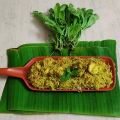 Green prawn Pulao A picture of Green prawn Pulao.