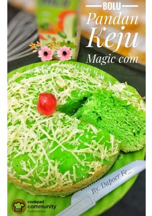 Foto resep Bolu Pandan Keju Magic com (Bolu no mixer no oven)