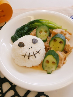 萬聖節版「幽靈菇菇滑雞飯」電鍋簡單做。 的食譜成品照片