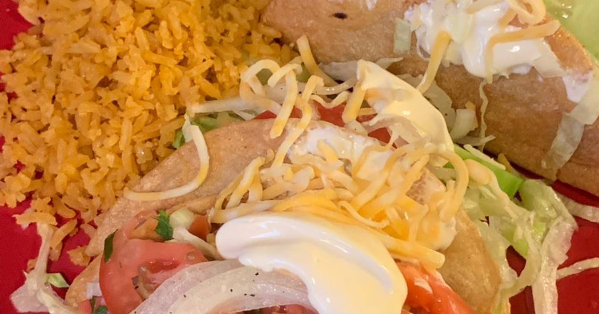 Tacos dorados pollo con papas Receta de Dante Lopez Cookpad