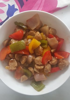 A picture of Chilli Soya nuggets (vegetarian).