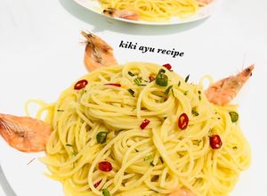 Foto resep Prawn Aglio Olio Angel Hair Pasta