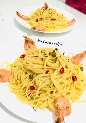 Foto resep Prawn Aglio Olio Angel Hair Pasta