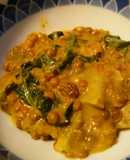 Lentejas con espinacas y curry rojo thai