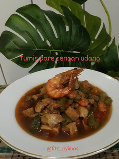 Foto resep Tumis pare dengan udang, rasa sedap dan tidak pahit