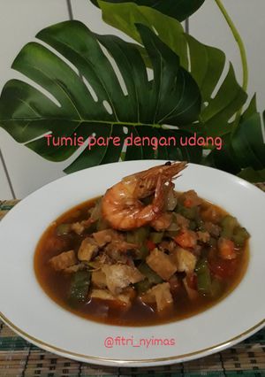 Foto resep Tumis pare dengan udang, rasa sedap dan tidak pahit
