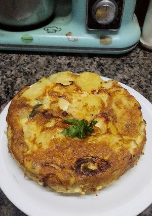 Una foto de Tortilla de papa sin aceites ❤️