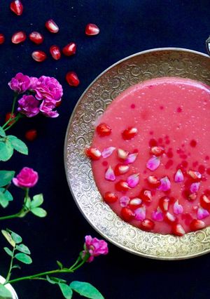 A picture of Rose and Pomegranate Custard.