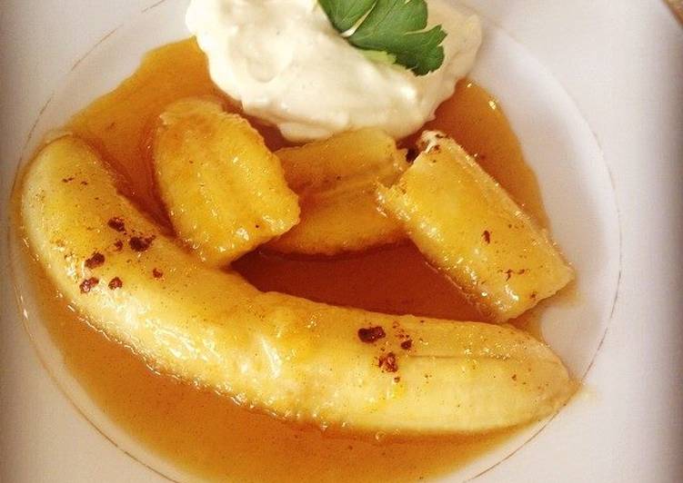 Banana Flambé Receta de Chef Diosa Cookpad