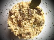 Una foto de risotto de portobello