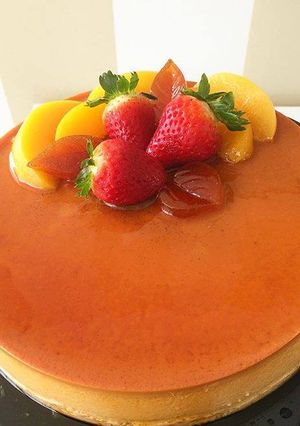 Una foto de Flan de Mandarina